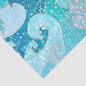 Blue Mermaid Faux Glitter Zee - Blauwgroen gouden  Tissuepapier (Detail)