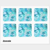 Blue Mermaid Faux Glitter Zee - Blauwgroen gouden Vierkante Sticker (Vel)