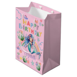 Blue Mermaid Gift Bag in Pink Medium Cadeauzakje