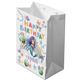 Blue Mermaid Gift Bag in White Medium Cadeauzakje