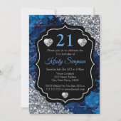 Blue Mermaid Handwriting Letters Silver Glitter Kaart (Voorkant)