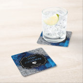 Blue Mermaid Letters Silver Glitter Birthday Kartonnen Onderzetters (Insitu)