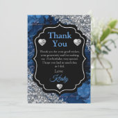 Blue Mermaid Letters Silver Glitter Dank je Bedankkaart (Staand voorkant)