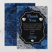 Blue Mermaid Letters Silver Glitter Dank je Bedankkaart (Voorkant / Achterkant)