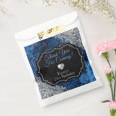 Blue Mermaid Letters Silver Glitter Dank je Bedankzakje (Gezegeld)