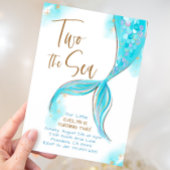 Blue Mermaid Party Twee Het Zee 2e Verjaardag Kaart