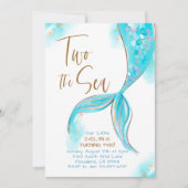 Blue Mermaid Party Twee Het Zee 2e Verjaardag Kaart (Voorkant)