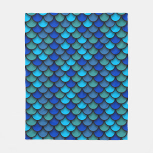 Blue Mermaid Pattern Fleece Deken