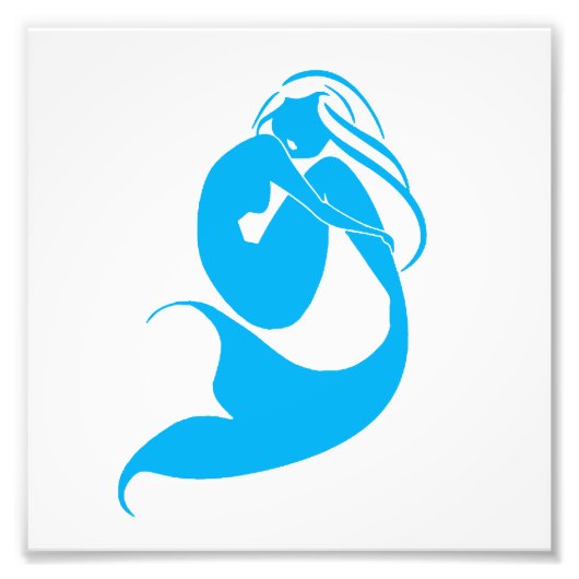 Blue Mermaid Silhouette Logo Foto Afdruk (Voorkant)