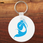 Blue Mermaid Silhouette Logo Sleutelhanger (Voorkant)