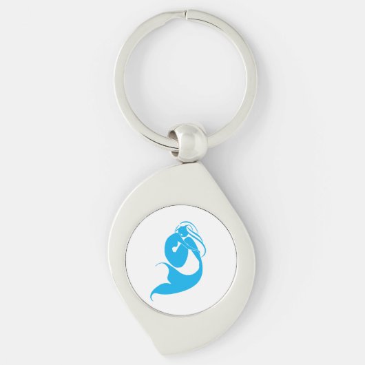 Blue Mermaid Silhouette Logo Sleutelhanger (Voorkant)