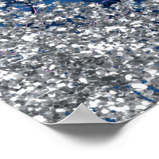 Blue Mermaid Silver Glitter Birthday Sign Poster (Hoek)