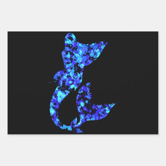 Blue mermaid Splattered Paint  Inpakpapier Vel (Voorkant 2)