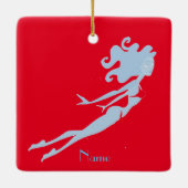 Blue Mermaid Swimmer Thunder_Cove Keramisch Ornament (Achterkant)