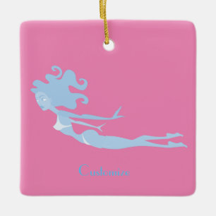 Blue Mermaid Swimmer Thunder_Cove Keramisch Ornament