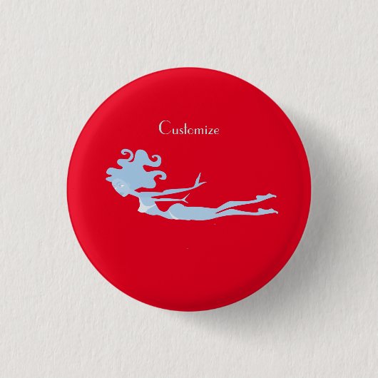 Blue Mermaid Swimmer Thunder_Cove Ronde Button 3,2 Cm (Voorkant)