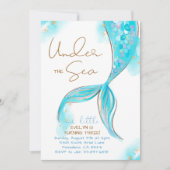 Blue Mermaid Tail Birthday Onder het Zee Party Kaart (Voorkant)