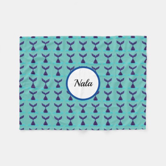 Blue Mermaid Tail Fleece Deken (Voorkant (Horizontaal))