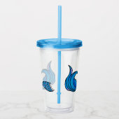 Blue Mermaid Tail op acryltumbler Acryl Drinkbeker (Rechts)