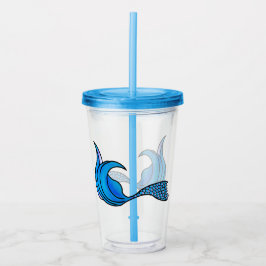 Blue Mermaid Tail op acryltumbler Acryl Drinkbeker