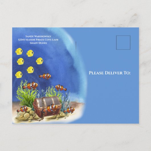 Blue Mermaid under the Zee Boy Baby shower Uitnodiging Briefkaart (Achterkant)
