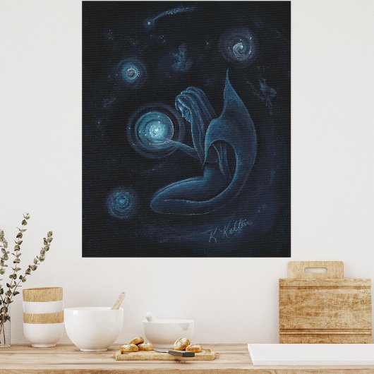 Blue Mermaid Universe Poster (Keuken)