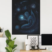 Blue Mermaid Universe Poster (Thuiskantoor)