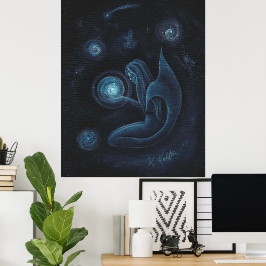 Blue Mermaid Universe Poster (Thuiskantoor)