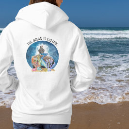 Blue Mermaid Waterverf Hoodie