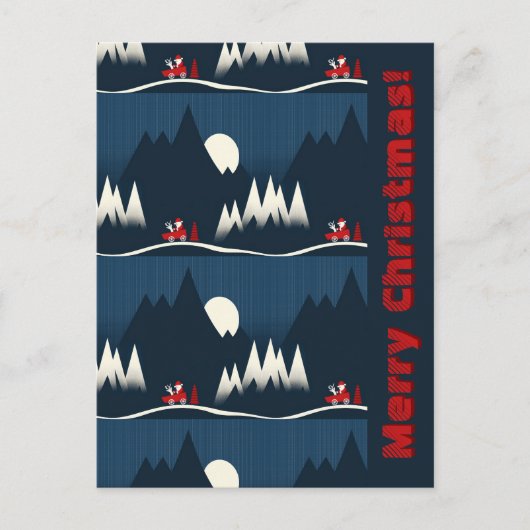 Blue Merry Christmas Briefkaart (Voorkant)