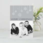 Blue Merry Christmas Familie Foto Vakantie Kaart (Staand voorkant)