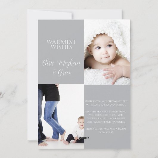 Blue Merry Christmas Familie Foto Vakantie Kaart (Achterkant)