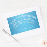 Blue Merry Christmas Rectangle Stickers<br><div class="desc">Vrolijk kerstblauw en witte rechthoek stickers met veranderlijke tekst</div>