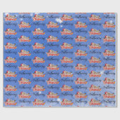 Blue Merry Christmas Script Customized Name Cadeaupapier (Vlak)