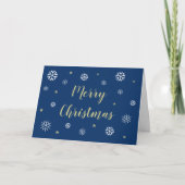 Blue Merry Christmas Snowflakes Moderne Vakantie Kaart (Voorkant)