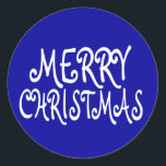 Blue Merry Christmas Stickers<br><div class="desc">Voeg dit vakantieseizoen een speciaal tintje toe aan uw arrangementen met deze blauwe Merry Christmas stickers. Selecteer de knop "Aanpassen" om te personaliseren door tekst en meer toe te voegen!</div>