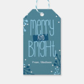 Blue Merry en Bright Holiday Git Label Cadeaulabel (Voorkant)