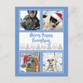 Blue Merry Happy 4 Foto Hanukkah Kerstmis Briefkaart (Voorkant)