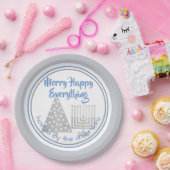 Blue Merry Happy Alles Party Chrismukkah Papieren Bordje (Feest)
