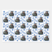 Blue Merry Happy Everything Fototypografie Inpakpapier Vel (Voorkant)