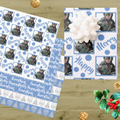 Blue Merry Happy Everything Fototypografie Inpakpapier Vel