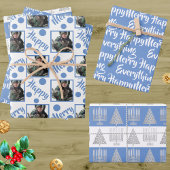 Blue Merry Happy Everything Fototypografie Inpakpapier Vel