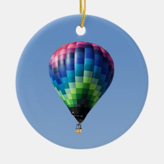 Blue Merry kerst Gooberfish Hot Air ballon Keramisch Ornament (Voorkant)