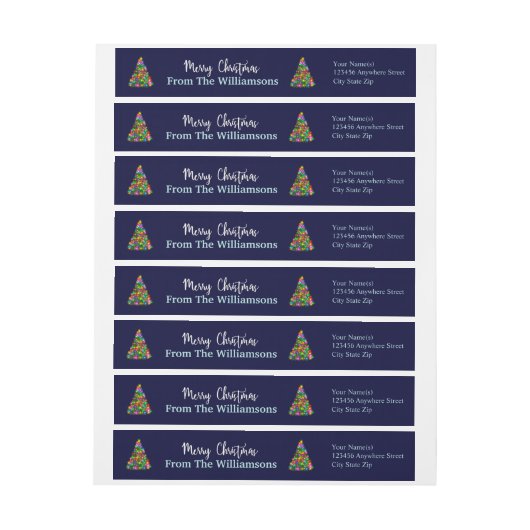 Blue Merry kerstbomen Return Address (Vel)