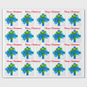 Blue Merry kerstcadeau Cadeaupapier (Vlak)