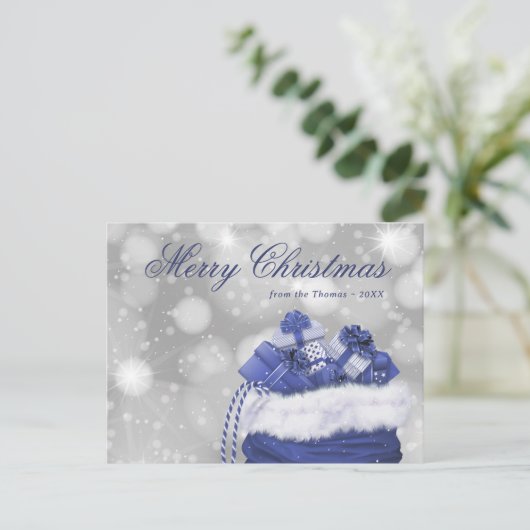 Blue Merry kerstfeestay Briefkaart (Staand voorkant)