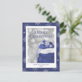 Blue Merry kerstsnowflake Feestdagenkaart (Staand voorkant)