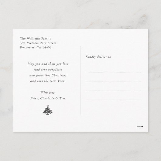 Blue Merry kerstsnowflake Feestdagenkaart (Achterkant)