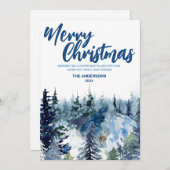 Blue Merry kerststresbos Moderne vakantie Feestdagenkaart (Voorkant / Achterkant)