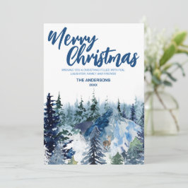 Blue Merry kerststresbos Moderne vakantie Feestdagenkaart